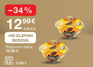Sladoled Quattro Lino Lada na svijetlo smeđe-zlatnoj pozadini. Akcijska cijena: 12,99 € (4,33 €/L). Redovna cijena: 19,98 €. Popust: –34 %. Uz kupnju dobivate 50 Zlatnih bodova. Cijena na dan 02.05.2025: 22,98 €.