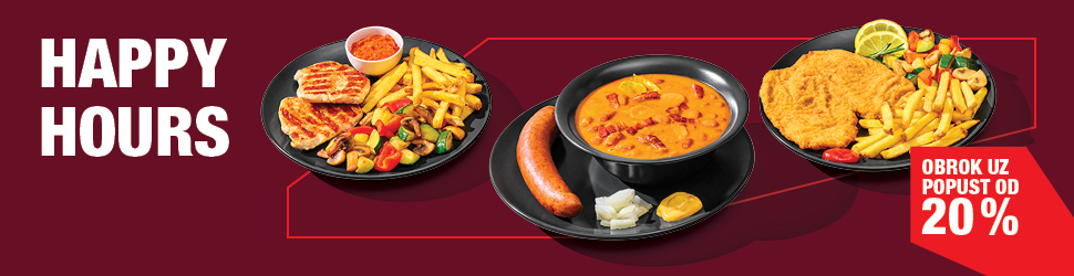 Happy hours – 20 % popusta na odabrana jela