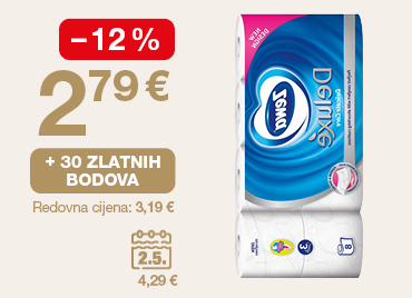 Na slici je ponuda za Always uloške: cijena 2,79 €, popust od 12 %, 30 zlatnih bodova i redovna cijena 3,19 €.